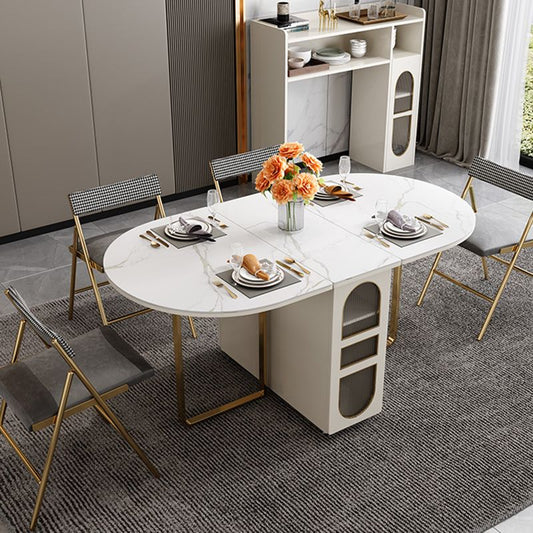 59-inch Oval Shape Casual Dining Table Two-Color Extendable Table with Sintered Stone Clearhalo ' dining_table' 'Dining Tables & Seating' 'Dining Tables' 'furn' 'furn_dining_table' 'Furniture' 'furniture_dining_table' 'Kitchen & Dining Furniture' 'kitchen&dining_furn' 'kitchen' 'kitchen_dining_table' 1200x1200_95fb692c-7808-4b24-8346-42b61211d2cc