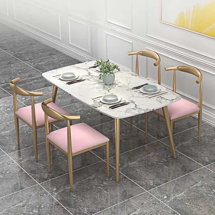 Sintered Stone Scandinavian Dining Room Set with Rectangle Table and Metal Base Dining Set Clearhalo 'Dining Room Sets' 'Dining Tables & Seating' 'dining_room_set' 'furn' 'furn_dining_room_set' 'Furniture' 'furniture_dining_room_set' 'Kitchen & Dining Furniture' 'kitchen&dining_furn' 'kitchen' 1200x1200_95fc8d67-a449-43e2-88d2-5e44b57a43ac