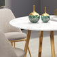 Tavolo da cucina rotondo con piano in pietra stile Glam Tavolo da pranzo con base dorata in bianco
