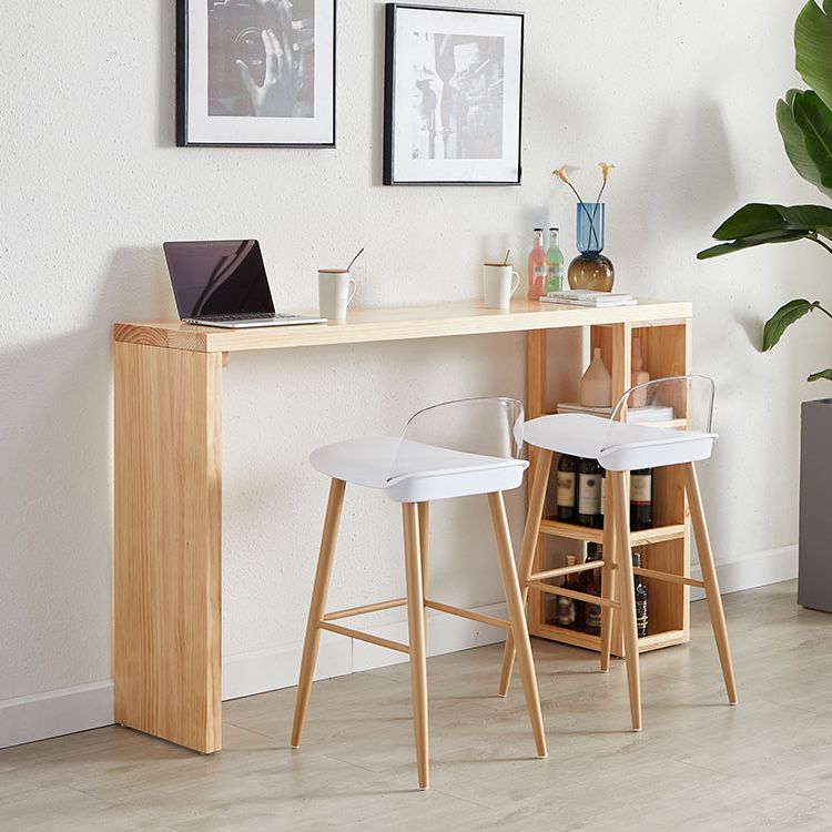 Contemporary Bar Dining Table Rectangle Wood Bar Table with Shelves in Brown Clearhalo 'Bar Furniture' 'Bar Tables' 'bar_tables' 'furn' 'furn_bar_tables' 'Furniture' 'furniture_bar_tables' 'Kitchen & Dining Furniture' 'kitchen&dining_furn' 'kitchen' 1200x1200_95fcd78f-e317-4110-906e-e403b60c2dc5