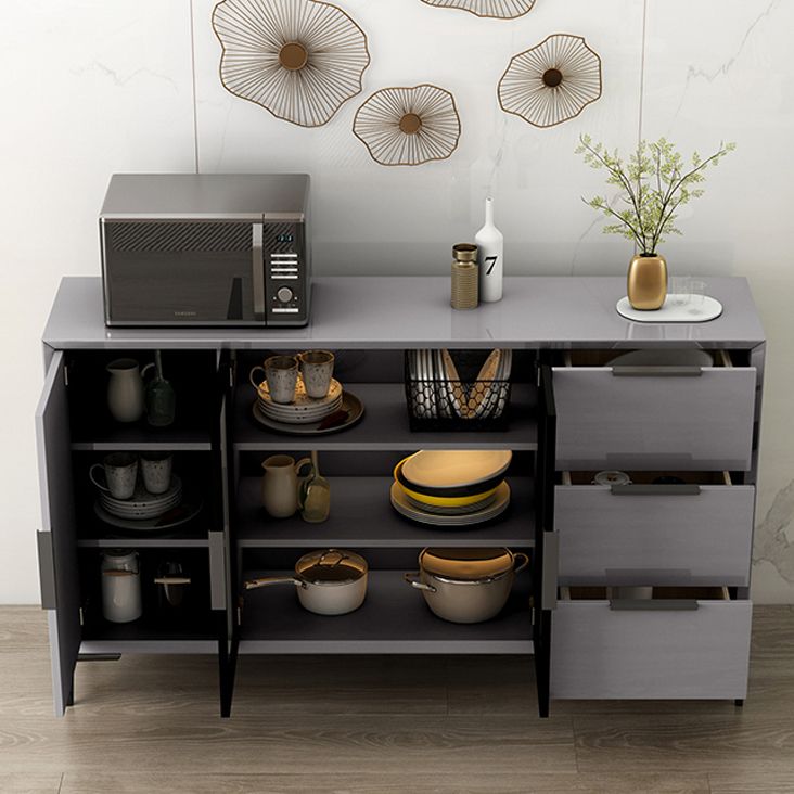 Gray Engineered Wood Sideboard Table Modern Buffet Server with Glass Doors Clearhalo 'buffet_sideboard' 'Buffets & Sideboards' 'furn' 'furn_buffet_sideboard' 'Furniture' 'Kitchen & Dining Furniture' 1200x1200_96001930-1bec-4da1-95c8-547b812cf04a