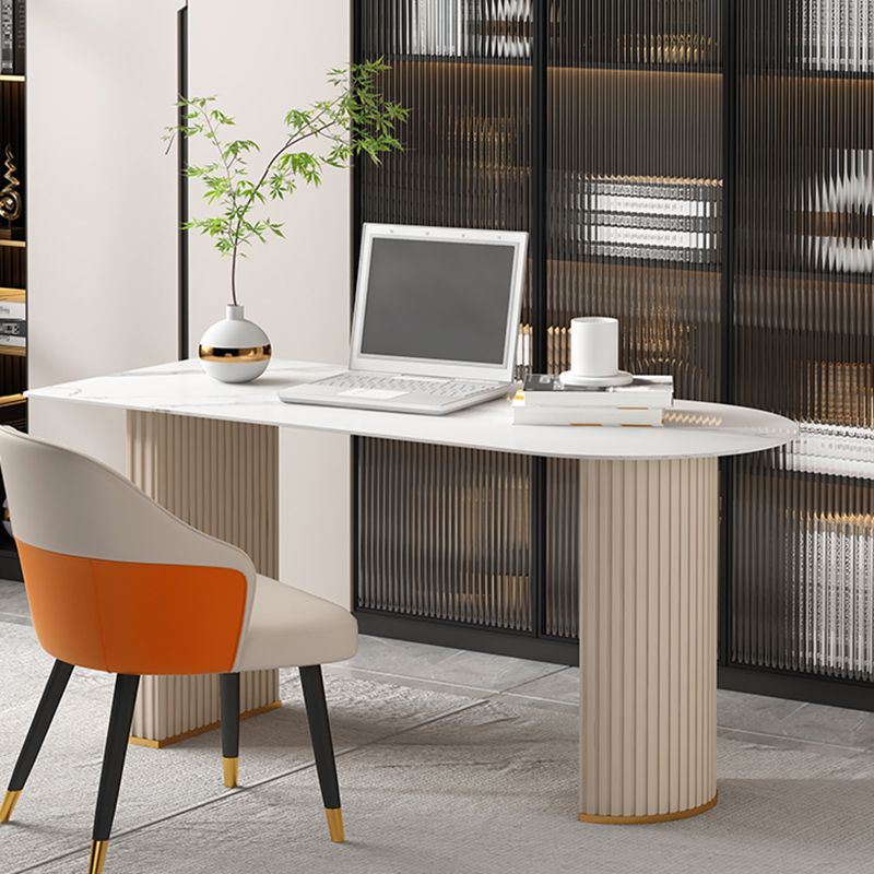 23.6 "Escritorio de escritura de ancho Pedestal Beige Glam Office Desk for Home