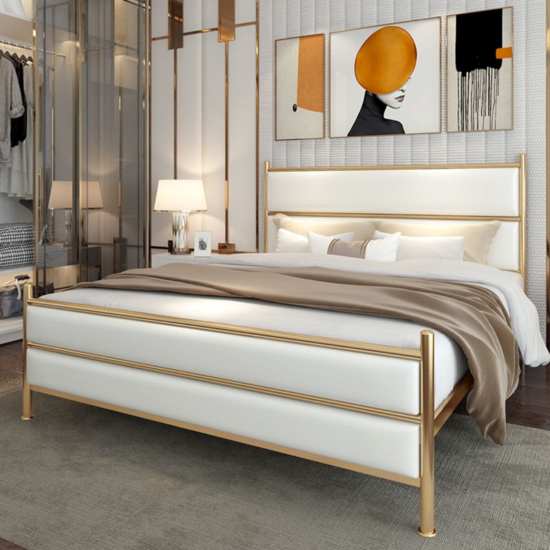 Upholstered Metal Bed with Headboard 43.3" Tall Low Profile Bed Clearhalo 'Bedroom Furniture' 'Beds' 'furn' 'furn_beds' 'Furniture' 1200x1200_960132f3-bfb0-4b23-bd2a-1070d8ec2f9b