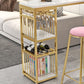 Glam Faux Marble Indoor Pub Bar Table Iron Double Pedestal Bar Dining Table with 5-Shelf Clearhalo 'Bar Furniture' 'Bar Tables' 'bar_tables' 'furn' 'furn_bar_tables' 'Furniture' 'furniture_bar_tables' 'Kitchen & Dining Furniture' 1200x1200_9603a5ed-68c5-4d19-93c5-f6a7e8df6607