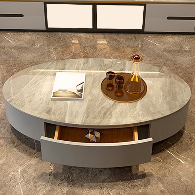 Glam Slate Coffee Table Oval Pedestal Coffee Table with Drawer Clearhalo 'Coffee & Accent Tables' 'Coffee Tables' 'coffee_tables' 'furn' 'furn_coffee_tables' 'Furniture' 'Living Room Furniture' 1200x1200_960598e6-ad1e-44c5-9e7c-980e413a167e
