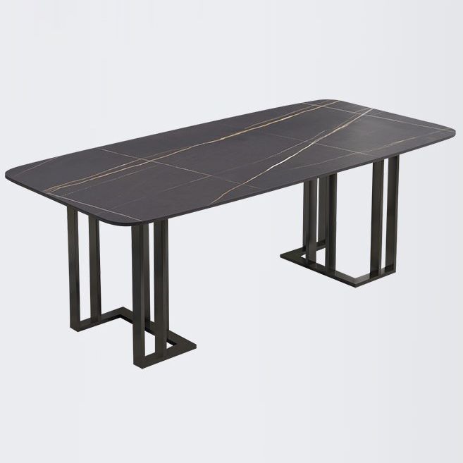 Rectangle Double Pedestal Luxury Table Sintered Stone Fixed Table for Kitchen Clearhalo ' dining_table' 'Dining Tables & Seating' 'Dining Tables' 'furn' 'furn_dining_table' 'Furniture' 'furniture_dining_table' 'Kitchen & Dining Furniture' 'kitchen&dining_furn' 'kitchen' 'kitchen_dining_table' 1200x1200_96068d85-545d-40d1-91e0-9996d6e87fc6