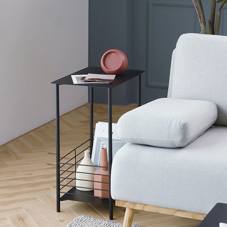 23.62" Tall Rectangular Side Accent Table Metal 4 Legs End Table