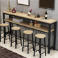 Mesa de madera rectangular moderna para mostrador, juego de mesa de Bar de 3/5 piezas para cafetería