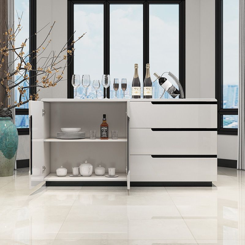 Modern MDF 31.5"H Sideboard Buffet Drawer and 2-Door Living Room Server in White Clearhalo 'buffet_sideboard' 'Buffets & Sideboards' 'furn' 'furn_buffet_sideboard' 'Furniture' 'Kitchen & Dining Furniture' 1200x1200_960e58ca-af13-401b-b3d3-cc5bd14aec2d