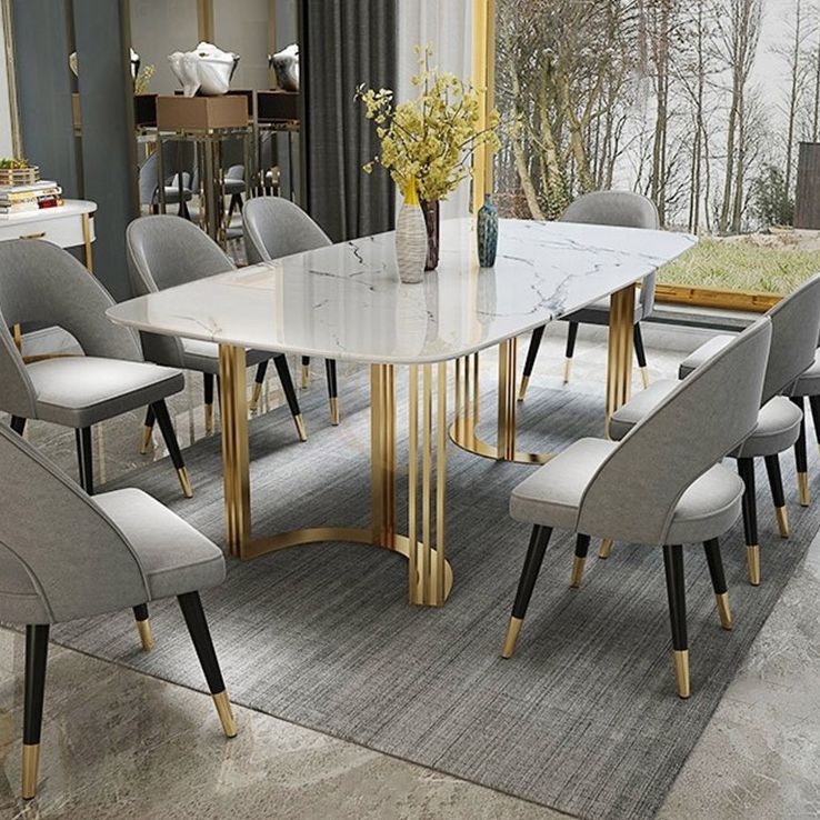 Traditional Luxury Dining Table Stainless Steel Dining Room Collection for Indoor Clearhalo ' dining_table' 'Dining Tables & Seating' 'Dining Tables' 'furn' 'furn_dining_table' 'Furniture' 'furniture_dining_table' 'Kitchen & Dining Furniture' 'kitchen&dining_furn' 'kitchen' 'kitchen_dining_table' 1200x1200_960fd4bc-4cfc-4443-a09b-8b14cbb29ca3