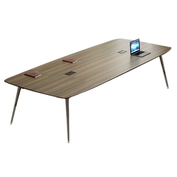 Brown Industrial Office Desk with Iron Pin Legs Artificial Wood Writing Desk Parsons Clearhalo 'furn' 'furn_office_desk' 'Furniture' 'Office Desks' 'Office Furniture' 'office_desk' 1200x1200_9610e5fd-b146-482c-8953-e4508c39a8de