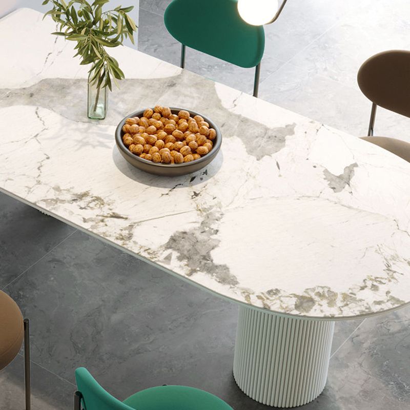 White Tripod Base Dining Table Stone Top Modern Dining Room Kitchen Table Clearhalo 'Dining Tables & Seating' 'Dining Tables' 'dining_table' 'furn' 'furn_dining_table' 'Furniture' 'furniture_dining_table' 'Kitchen & Dining Furniture' 'kitchen' 'kitchen_dining_table' 1200x1200_961196ff-1327-4419-869f-5332845c7fb3