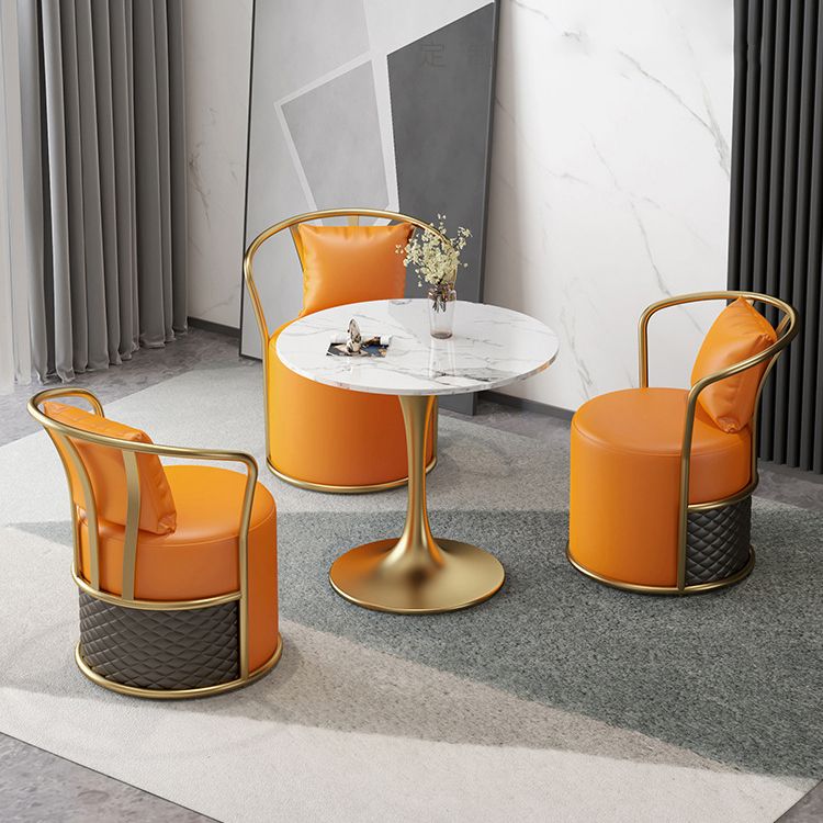 Glam Dinette Set for Home 1/2/4/5 Pieces Glossy White Stone Dining Table Set