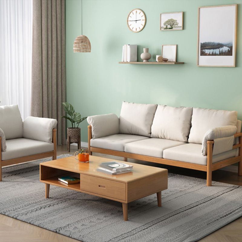 Scandinavian Pillow Top Arm Sofa Loose Back Living Room Settee