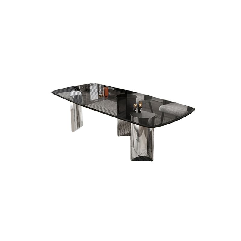 Simplicity Style Rectangle Glass Dining Site Table with 3 Legs Clearhalo 'Dining Tables & Seating' 'Dining Tables' 'dining_table' 'furn' 'furn_dining_table' 'Furniture' 'Kitchen & Dining Furniture' 1200x1200_9619728b-e890-4f16-a0c1-68485bdc3609