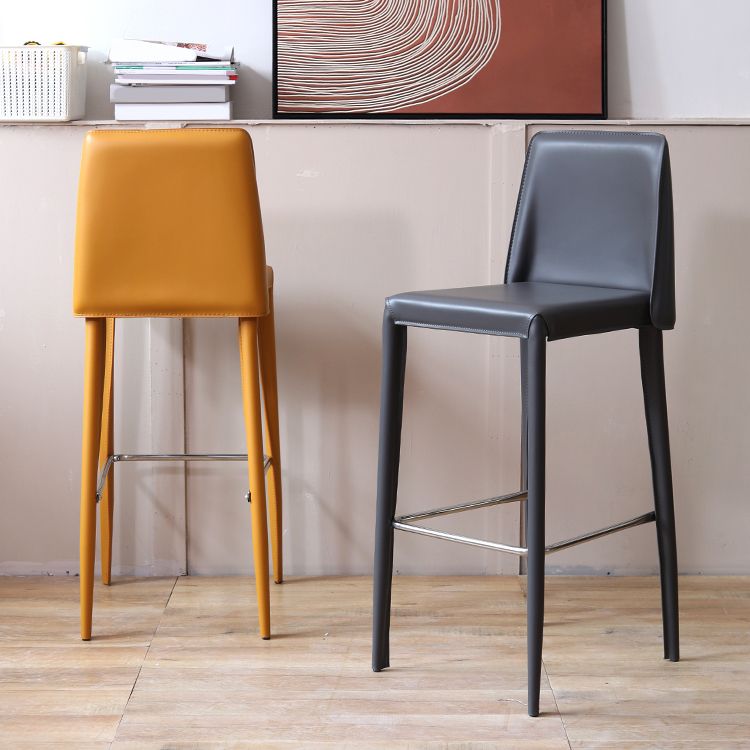 Tabouret de bar moderne avec dossier en cuir, tabouret de comptoir pour salon