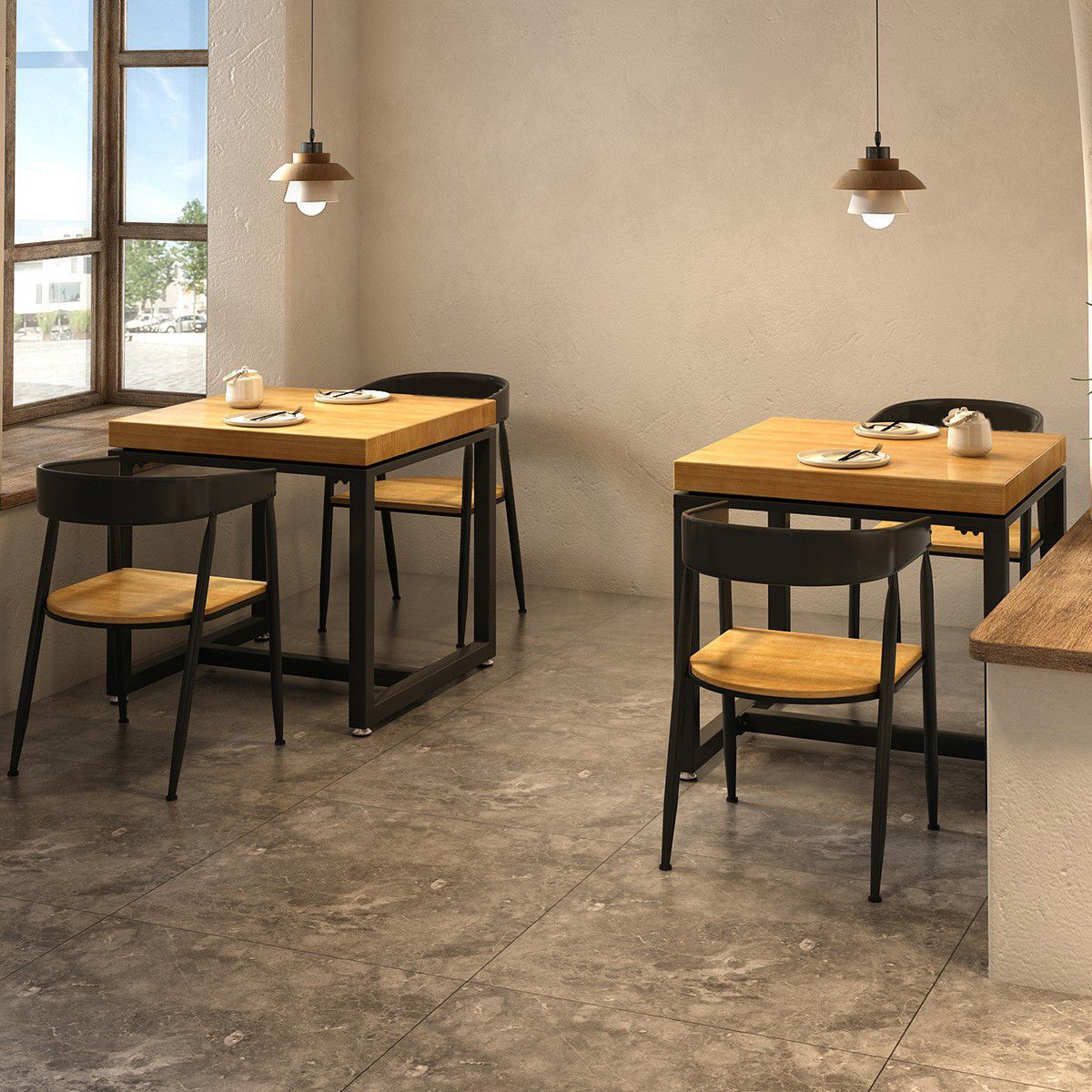 Solid Wood Industrial Dining Table Trestle Base Square Table for Dinning Room Clearhalo ' dining_table' 'Dining Tables & Seating' 'Dining Tables' 'furn' 'furn_dining_table' 'Furniture' 'furniture_dining_table' 'Kitchen & Dining Furniture' 'kitchen&dining_furn' 'kitchen' 'kitchen_dining_table' 1200x1200_961be468-4635-4aa1-b602-775e953fd03c