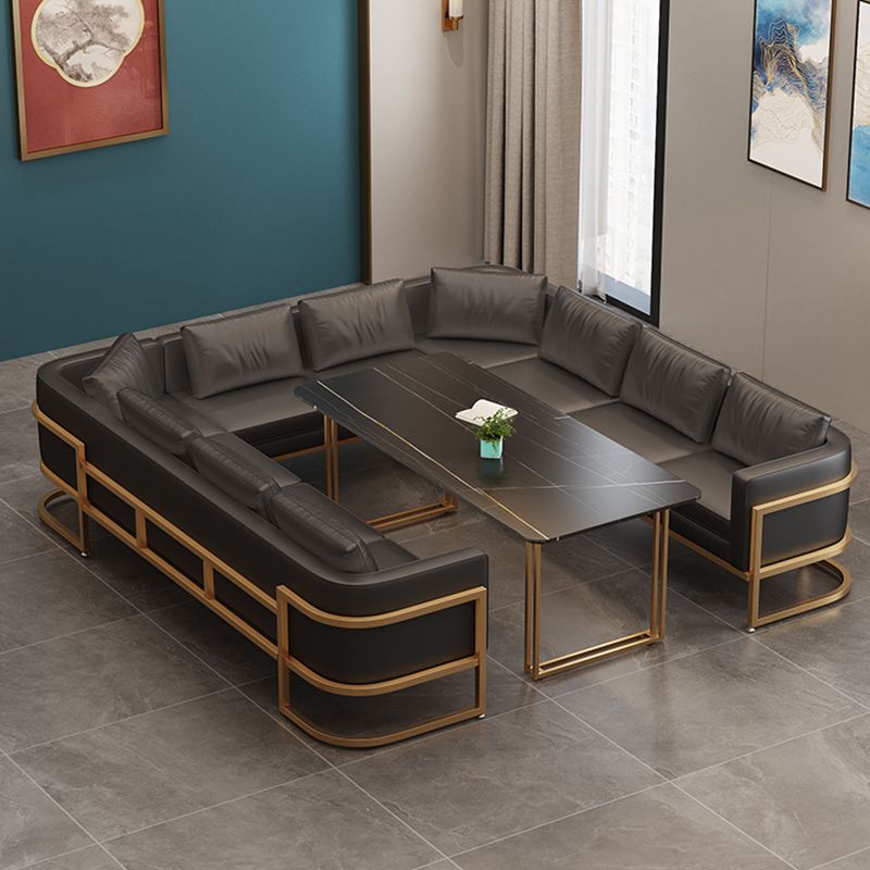 Industrial Sintered Stone Dinner Room Kitchen Table Black Table with Gold Frame for Dining Room Clearhalo ' dining_table' 'Dining Tables & Seating' 'Dining Tables' 'furn' 'furn_dining_table' 'Furniture' 'furniture_dining_table' 'Kitchen & Dining Furniture' 'kitchen&dining_furn' 'kitchen' 'kitchen_dining_table' 1200x1200_961d789d-8dbe-4a1a-8959-fbaed231df84