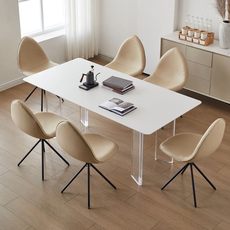 Modern 1/2/4/5/7 Pieces Dining Set Rectangle Stone Dining Table Set in White