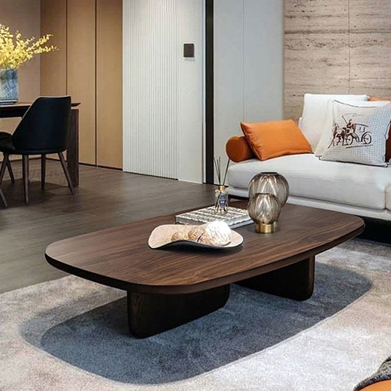 17"H Moderner Couchtisch Schwarzer Couchtisch aus massivem Holz