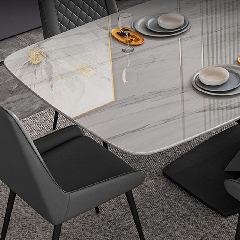 Modern Dining Table Stone Dining Room Dining Table with Metal Base Clearhalo 'Dining Tables & Seating' 'Dining Tables' 'dining_table' 'furn' 'furn_dining_table' 'Furniture' 'Kitchen & Dining Furniture' 1200x1200_961e7b27-5d79-4873-8423-d1acba826c3a