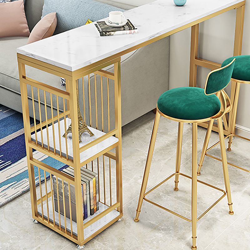 Marble Indoor Bistro Bar Table Storage Fixed Table Counter Wine Table with Storage Clearhalo 'Bar Furniture' 'Bar Tables' 'bar_tables' 'furn' 'furn_bar_tables' 'Furniture' 'furniture_bar_tables' 'Kitchen & Dining Furniture' 1200x1200_961e884b-6e07-4fa0-a339-72a6ab557ee5