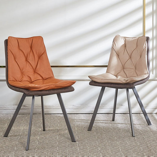 Matte Finish Leather Dining Chair Contemporary Home Solid Back Side Chair