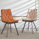 Matte Finish Leather Dining Chair Contemporary Home Solid Back Side Chair