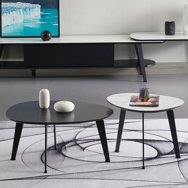 Contemporary White/Grey Free Shape Coffee Table with Metal Base Clearhalo 'Coffee & Accent Tables' 'Coffee Tables' 'coffee_tables' 'furn' 'furn_coffee_tables' 'Furniture' 'furniture_coffee_tables' 'Living Room Furniture' 1200x1200_9625f208-cced-4e43-8df1-80419ca59d81