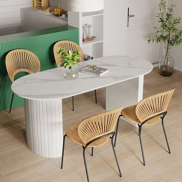 Sintered Stone Dining Table Modern White Furniture with Double Pedestal for Office Clearhalo 'Dining Tables & Seating' 'Dining Tables' 'dining_table' 'furn' 'furn_dining_table' 'Furniture' 'Kitchen & Dining Furniture' 1200x1200_9626ba97-af0a-46bd-89d6-228c7a003878
