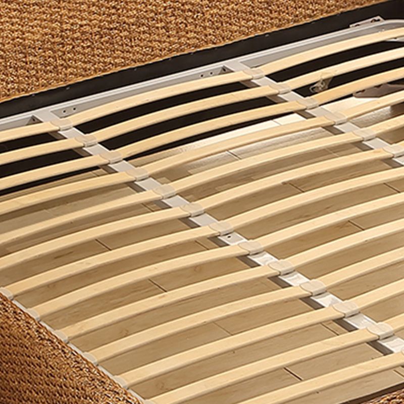 Letto standard di rattan tropicale con letto di testiera e gambe di faggio