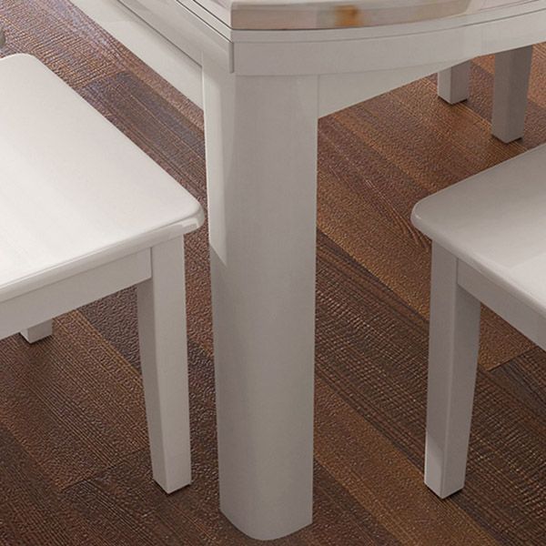 Modern Round Stone Dining Table Rubber Wood Base for Dining Room