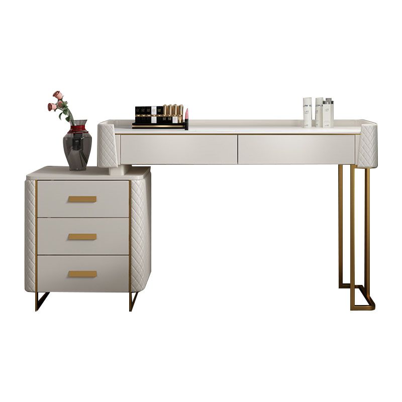 Glam houten ijdelheid make-uptafel set 5-laders kleedtafel