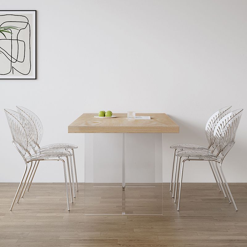 Modern Dining Room Set 1/2/5 Pcs Solid Wood Top Table with Acrylic Chairs Clearhalo 'Dining Room Sets' 'Dining Tables & Seating' 'dining_room_set' 'furn' 'furn_dining_room_set' 'Furniture' 'Kitchen & Dining Furniture' 1200x1200_9629fbae-af9e-48d4-acf7-6126e6687429