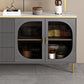 3 Drawer Dining Server with Glass Doors Glam Buffet Server for Kitchen