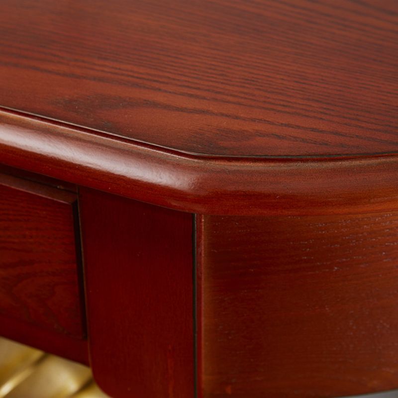 Mid-Century Modern Sofa Table Half Moon Floor Shelf Dark Brown Console Table Clearhalo 'Console Tables' 'console_tables' 'Entry & Mudroom Furniture' 'furn' 'furn_console_tables' 'Furniture' 1200x1200_962acbd9-8a37-4689-9fd3-a8504cbfcbf3