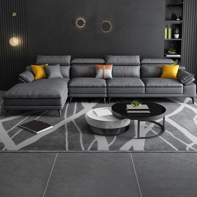 Grey Modern Adjustable Sofa & Chaise Pillow Top Arm Sectional Clearhalo 'furn' 'furn_sectionals' 'Furniture' 'Living Room Furniture' 'Sectionals' 1200x1200_962bbc69-2ff9-4fc4-95b3-2bf6925b4e46