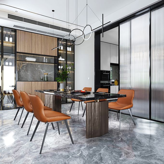 Sedie da pranzo e accento in pelle e metallo industriali per cucina