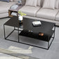 Table de cocktail rectangulaire en fer avec étagère, table basse avec cadre en H de 19,7 po, noir
