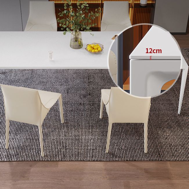 Modern Rectangle Dining Table Sintered Stone Dining Table with 4 White Legs for Home Kitchen Dinner Clearhalo ' dining_table' 'Dining Tables & Seating' 'Dining Tables' 'Furniture' 'furniture_dining_table' 'Kitchen & Dining Furniture' 'kitchen&dining_furn' 'kitchen' 'kitchen_dining_table' 1200x1200_962dfa3c-e458-406d-b11f-887daafd3605