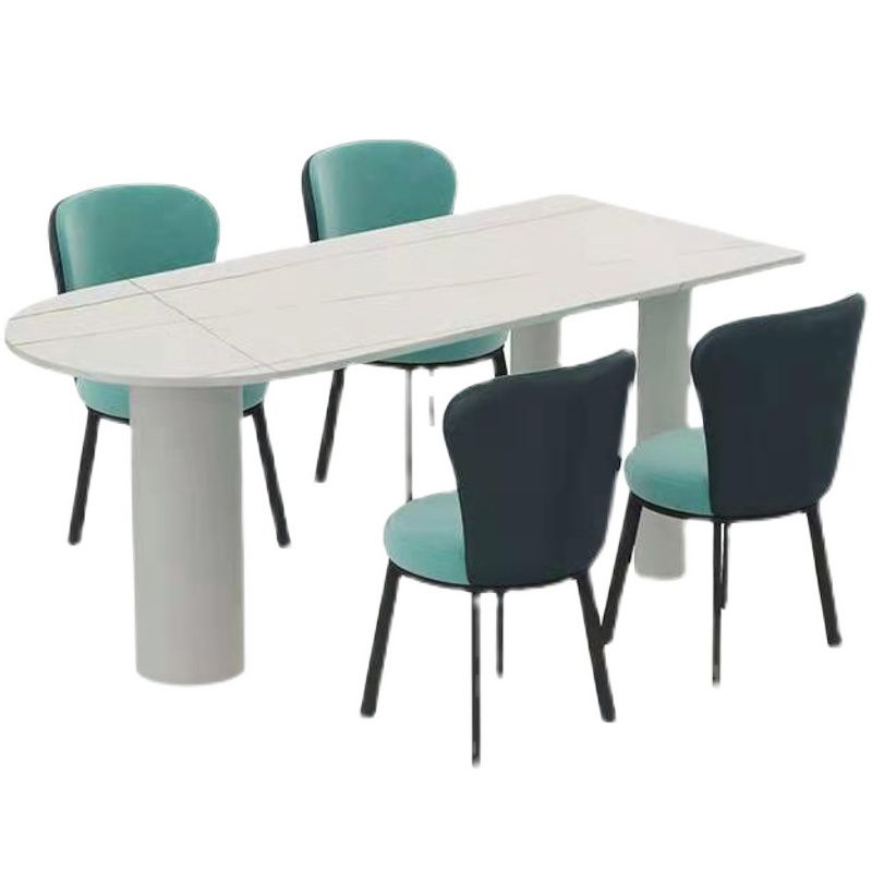 Free Form White Tone Dining Table Contemporary Sintered Stone Table with 3 Legs Clearhalo ' dining_table' 'Dining Tables & Seating' 'Dining Tables' 'furn' 'furn_dining_table' 'Furniture' 'furniture_dining_table' 'Kitchen & Dining Furniture' 'kitchen&dining_furn' 'kitchen' 'kitchen_dining_table' 1200x1200_962e57e2-d384-4eab-ba0c-ae51b485bea6