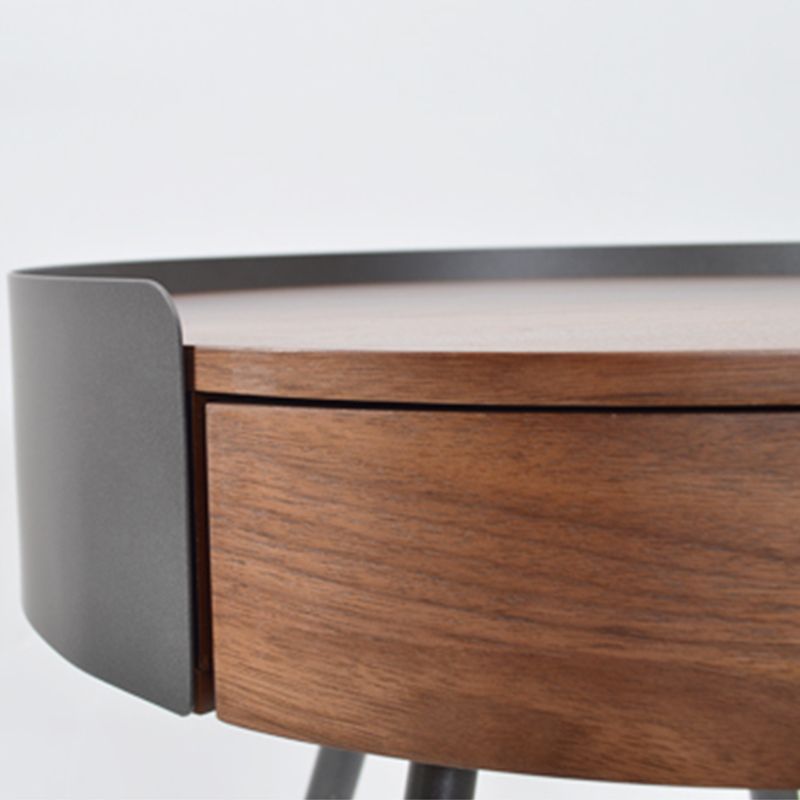 21,2 "tavolo da parte superiore in legno rotondo in legno arrotondata in metallo a 4 gambe tavolino