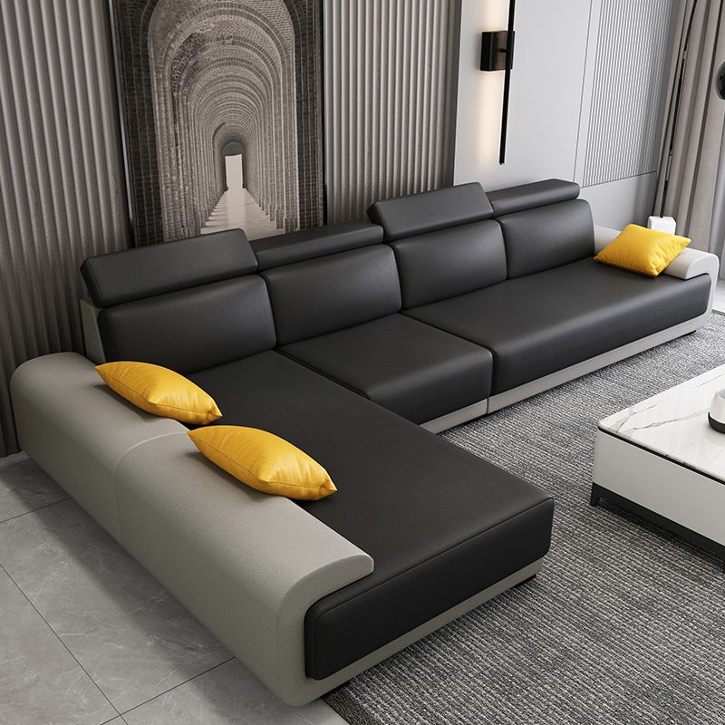Hedendaagse faux lederen sectionele bank kussen bovenarmkussens zitplaatsen voor woonkamer