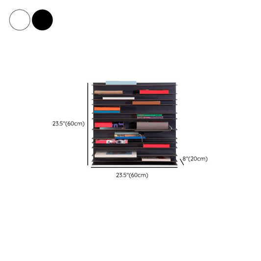 Industrial Closed Back Bookcase Floating Metal Bookshelf with Shelves