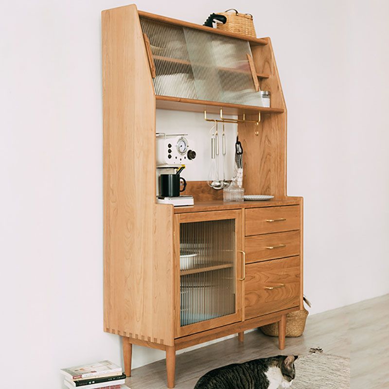 Server buffet in legno in stile glam Glass 3 porte 3 Server da pranzo del cassetto