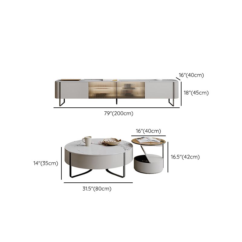 Tavolino in slitta in ardesia con deposito bianco contemporaneo