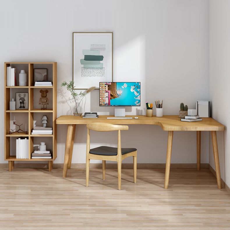 Modern Style Office Desk L-Shaped Solid Wood Brown Home Writing Desk Clearhalo 'Furniture' 'furniture_office_desk' 'Office Desks' 'Office Furniture' 'office_desk' 1200x1200_96316244-360e-42d7-96f3-942c3d834dd5