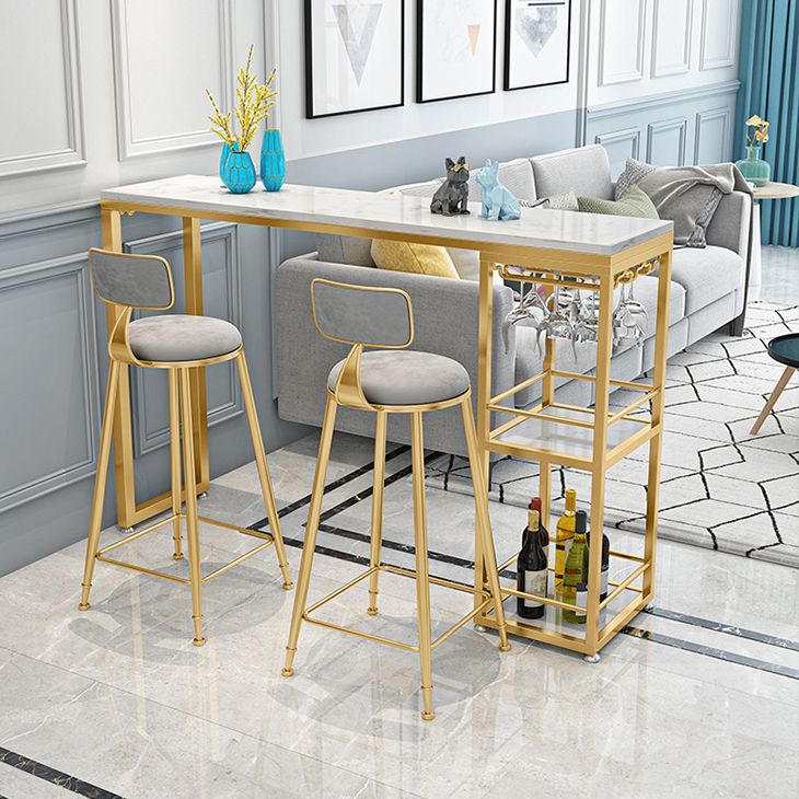 Marble Counter Table with Rectangle Table Top White Double Pedestal Table - 41.3" H Clearhalo 'Bar Furniture' 'Bar Tables' 'bar_tables' 'furn' 'furn_bar_tables' 'Furniture' 'furniture_bar_tables' 'Kitchen & Dining Furniture' 1200x1200_9631d1a6-48a4-49a2-ab15-6dee2951c784