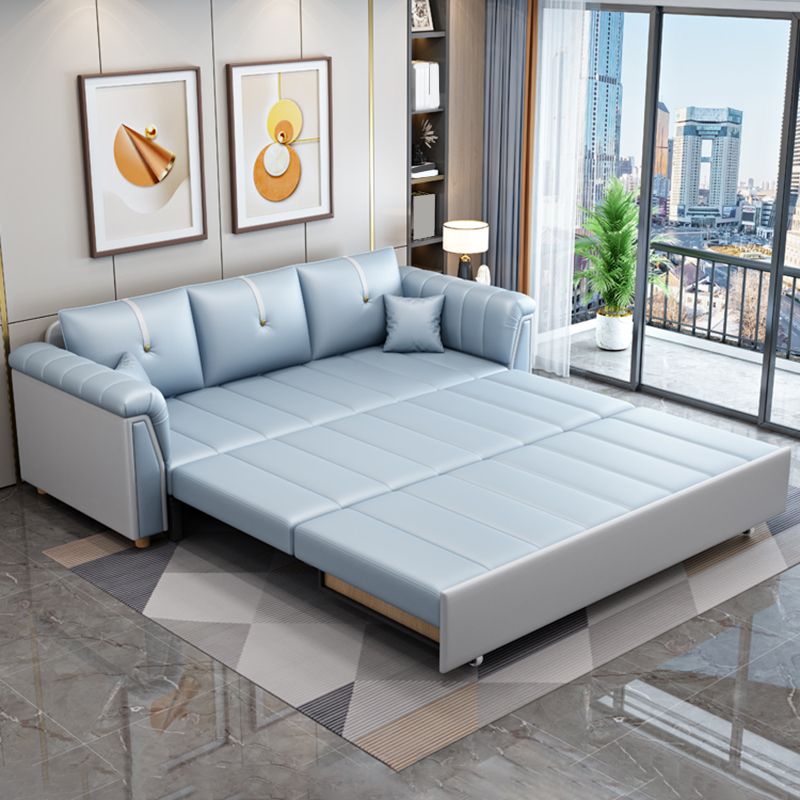 Square Arm Standard Couch Bed Contemporary Faux Leather Bed Sofa Couch Clearhalo 'furn' 'furn_sofas' 'Furniture' 'Living Room Furniture' 'Sofa' 'sofas' 1200x1200_96323d0f-51cd-47de-9b80-548b00339f5e