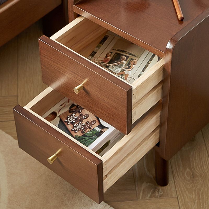 20 inch H nachtkastje Modern massief hout 2-laden Beech bed nachtkastje met benen